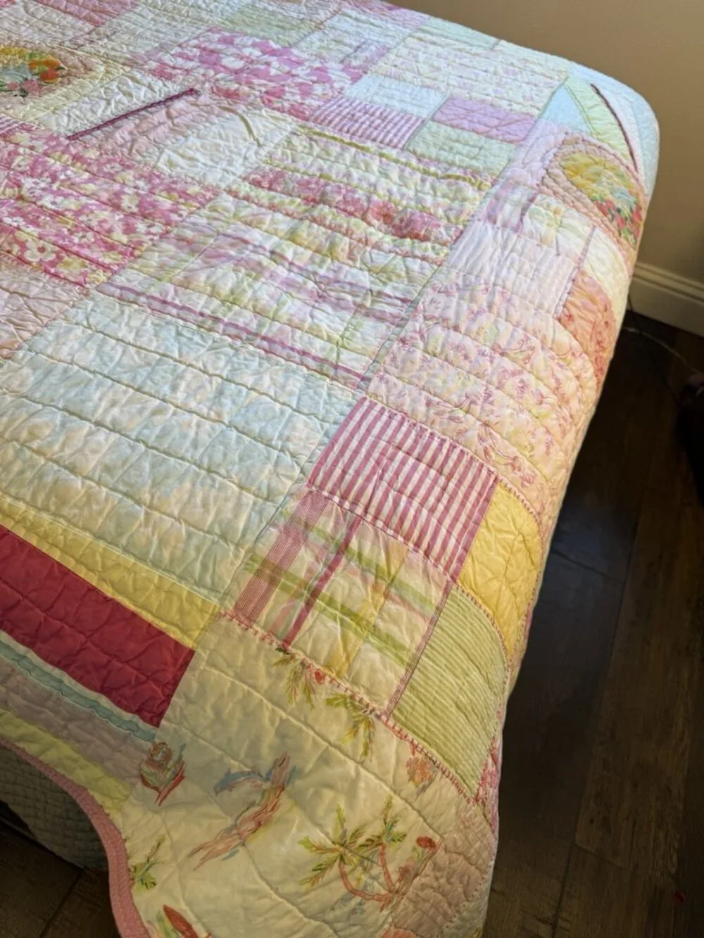 Pottery Barn Kids Pink Twin Size Quilt Surfside Beach Club pattern HTF